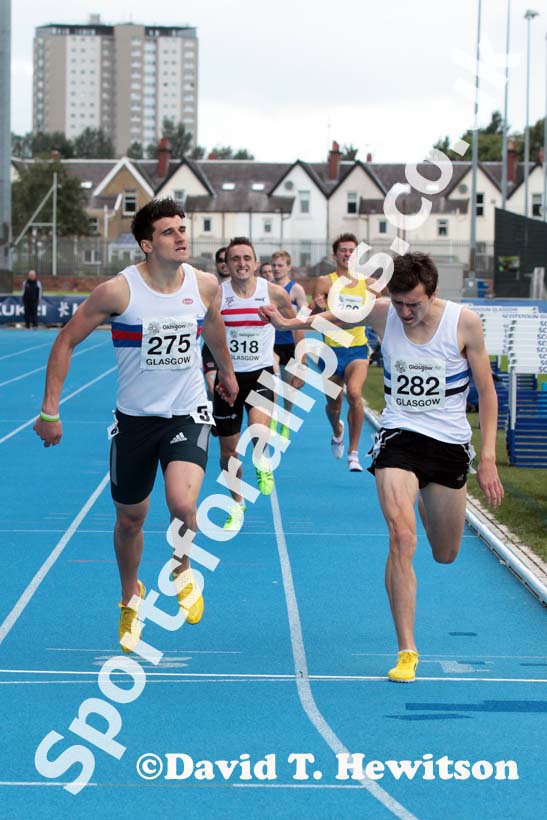 Guy Learmonth beats Jake Wightman to win the 800 metres at the Scottish Championships, Scotstoun  Stadium, Glasgow.